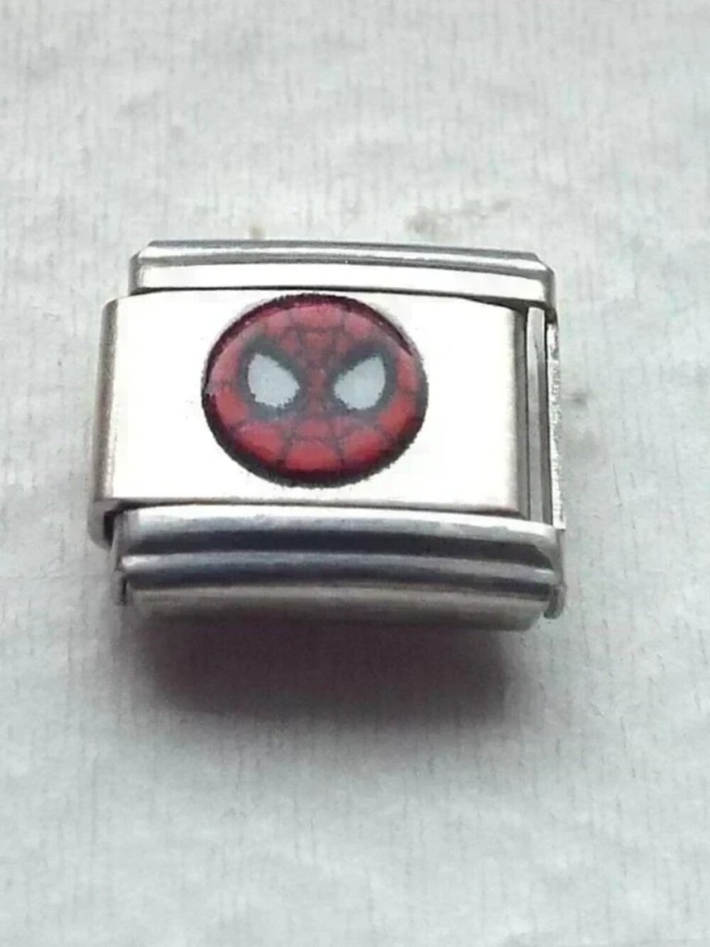 Little enamel Spiderman mask 9mm stainless steel Italian charm bracelet link new